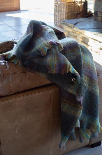 Luxury pure mohair throw in colour muted check.  Mohair NZ available at My Sanctuary