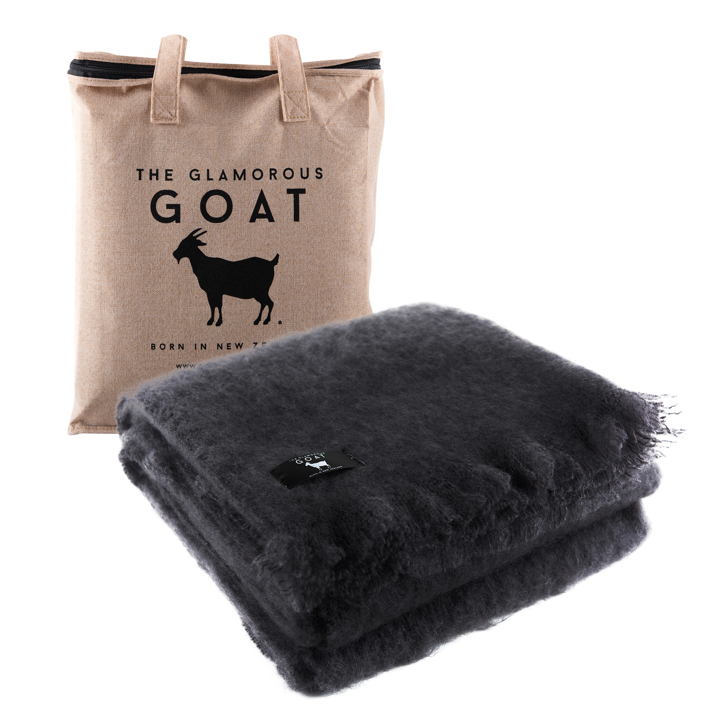 Luxury pure mohair throw in charcoal grey. Mohair NZ available at My Sanctuary