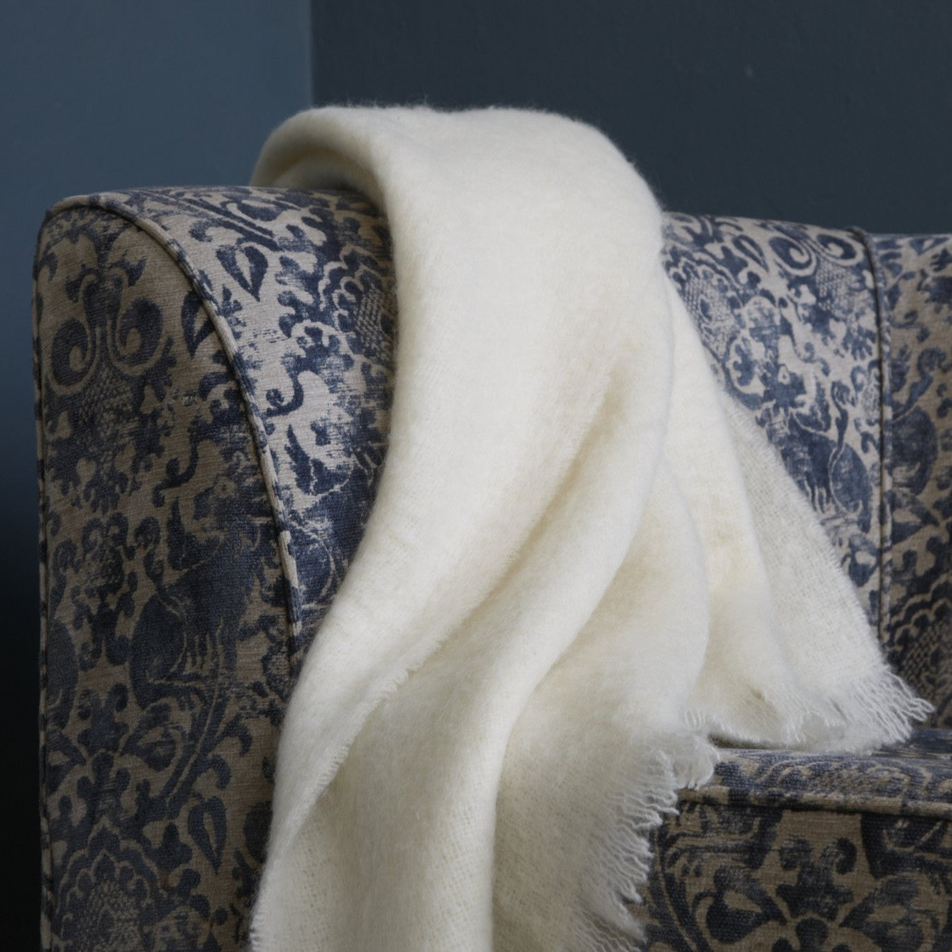 Soft Mohair luxury throws from Glamorous Goat. Mohair throw in Ivory white available at My Sanctuary