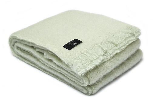 Luxury pure mohair throw in mint light green. Mohair NZ available at My Sanctuary