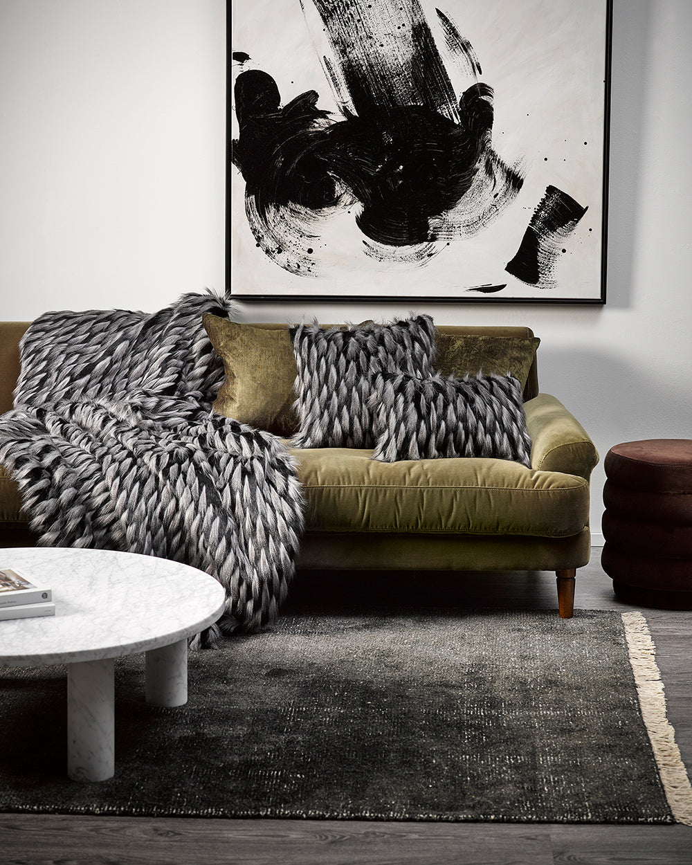 Luxury Imitation Fur Throw - Guinea Fowl