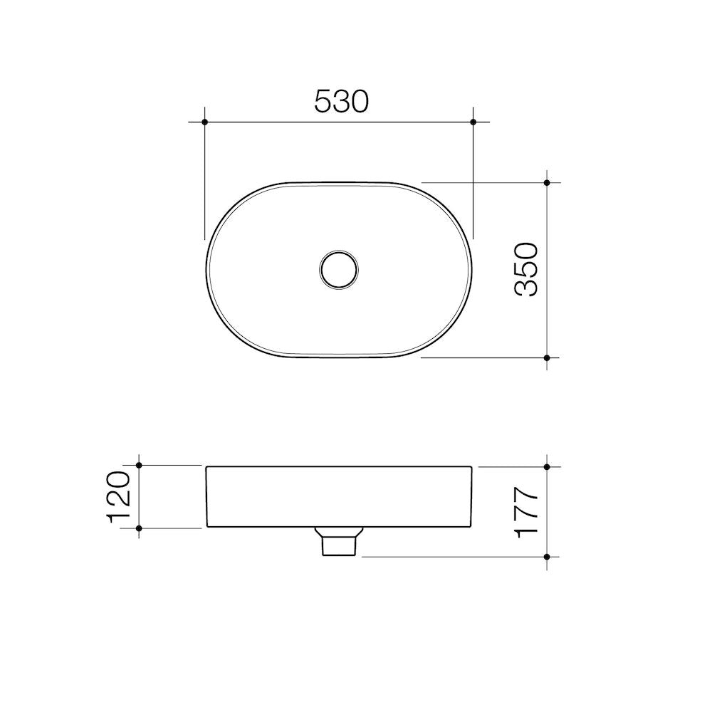 Liano II 530mm Pill Above Counter Basin - Matte White