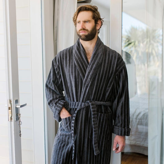 mens luxury hotel bath robe gunmetal