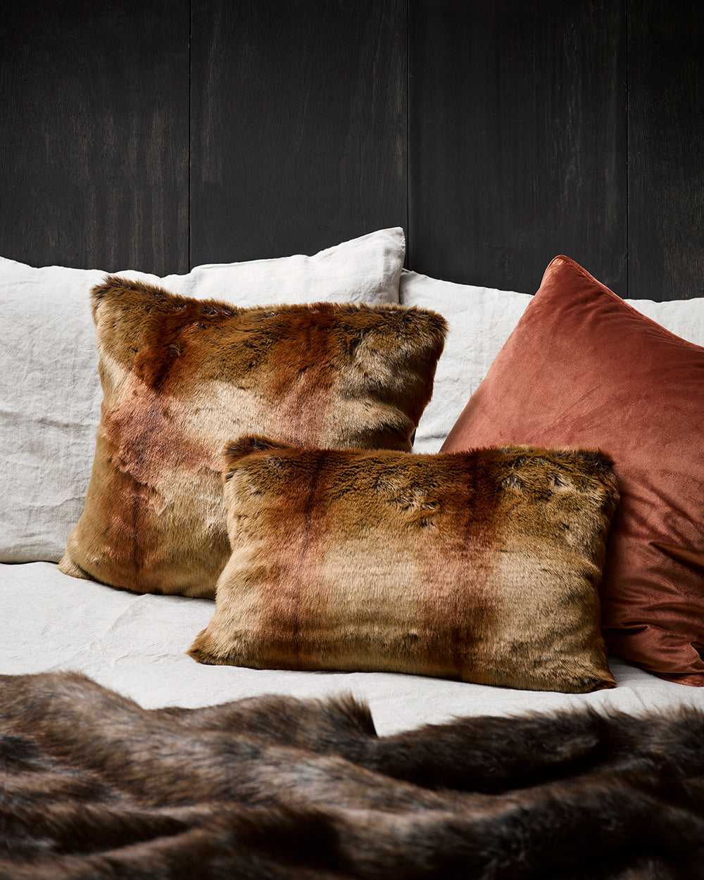 Luxury Imitation Fur Cushion - Red Lemur