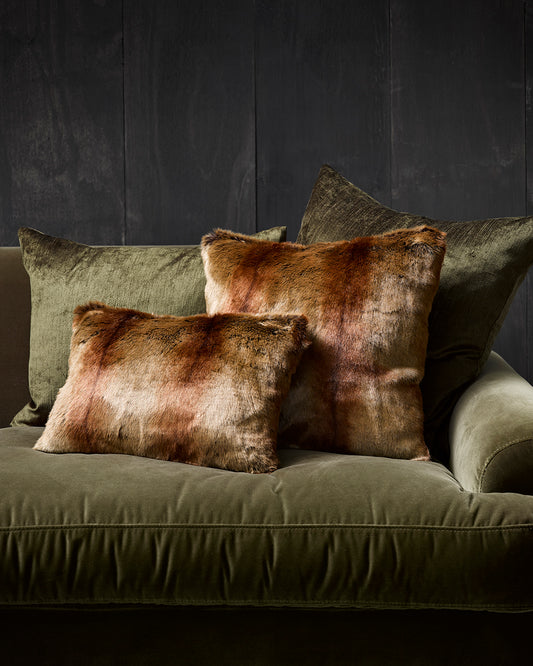 Luxury Imitation Fur Cushion - Red Lemur