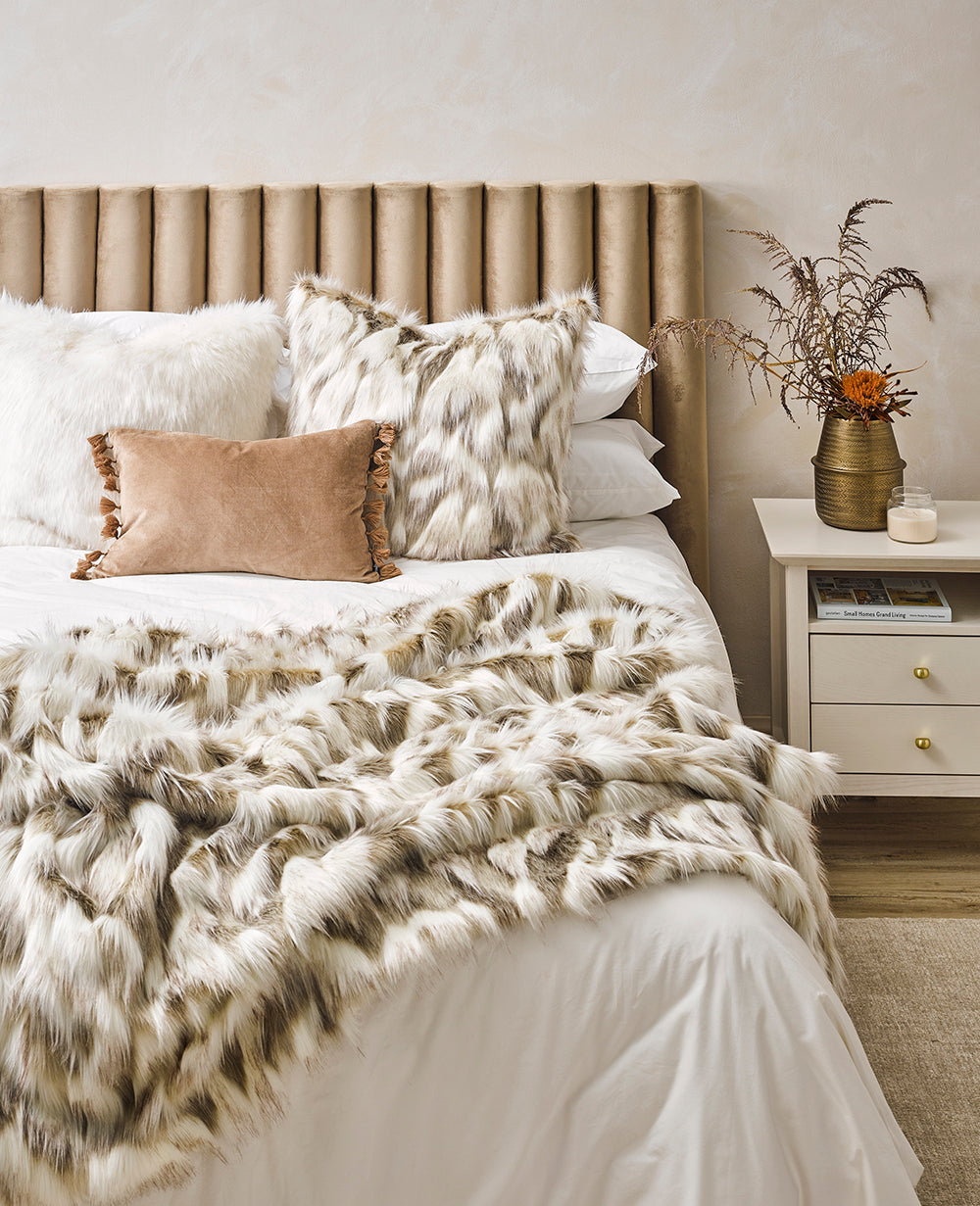 Luxury Imitation Fur Cushion - Snowshoe Hare