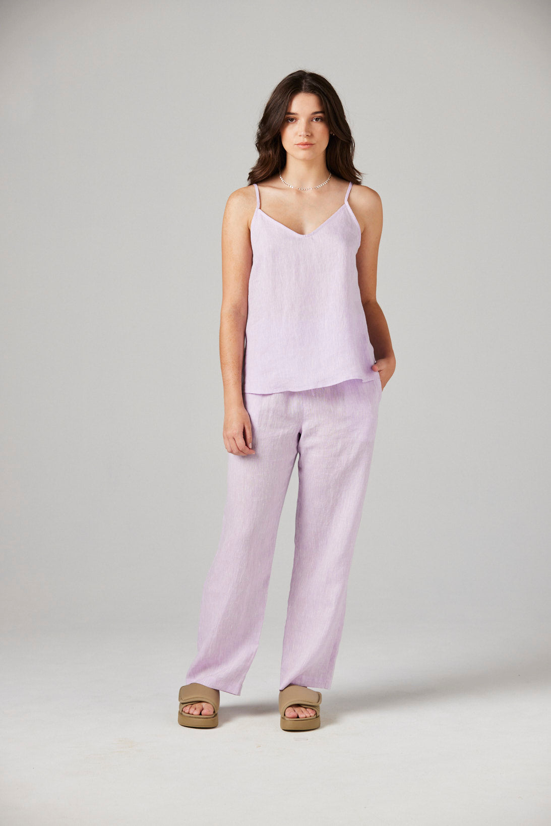 Cleo Linen Pyjama Shirt - Lilac