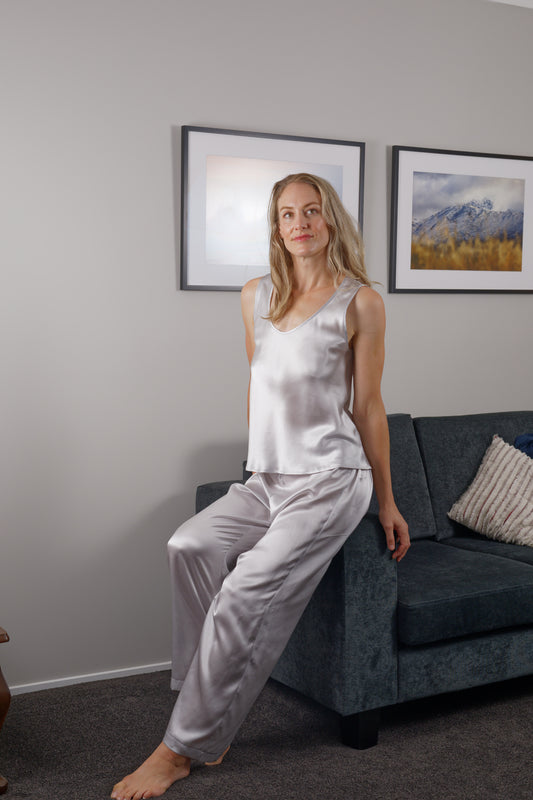 Silk Pyjama Singlet - Carmen Kirstein Designer Sleepwear