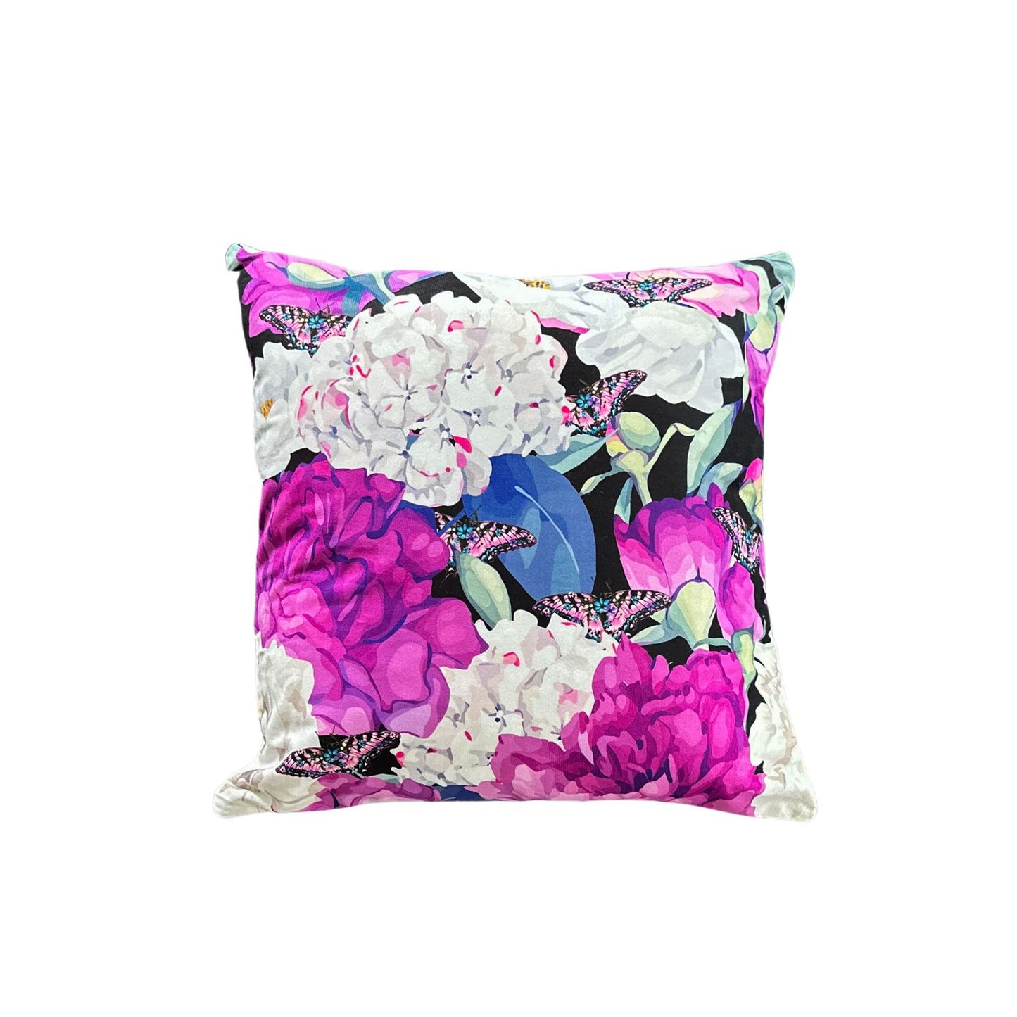 Fluttering Hydrangea Velvet Cushion - Victoria Jane