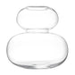 Clear glass vase with two distinct levels on a white background