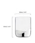 Clear glass with dimensions and capacity details on a white background