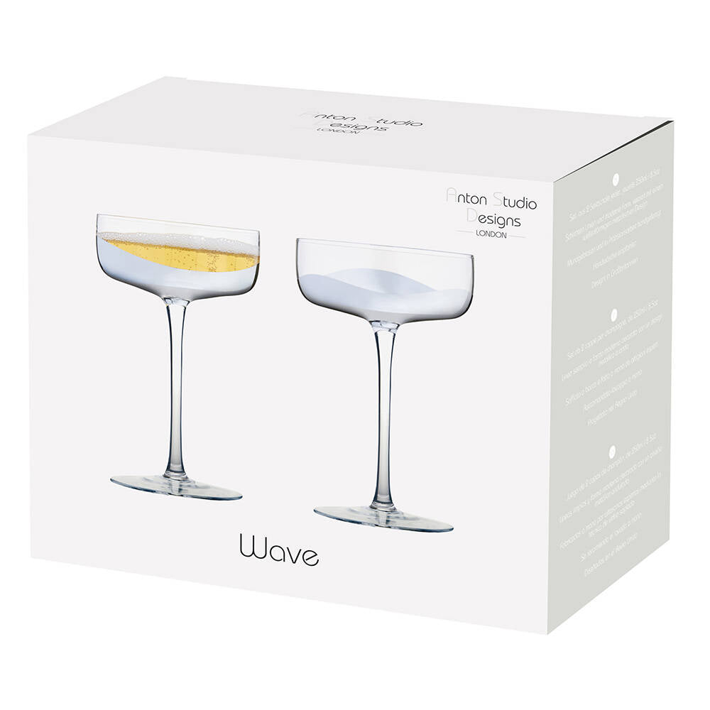 ASD Wave Silver Champagne Saucer (set of 2)
