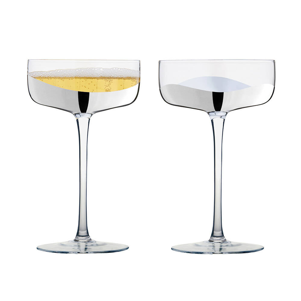 ASD Wave Silver Champagne Saucer (set of 2)