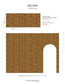 A wallpaper pattern layout sheet for the 'Arcane' pattern by Casamance, showing a flat design with an intricate brown and beige geometric pattern and a cutout shape.