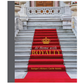 Book cover featuring a red carpet down castle stair case

