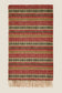 Woven blanket with red and green pattern on a beige background