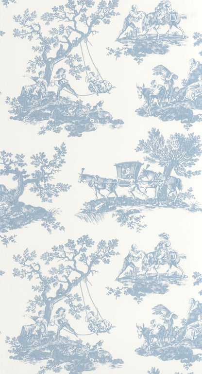 Light blue vintage-style pattern on a white background