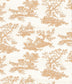 Patterned fabric with vintage-style illustrations of horses, carriages, and landscapes on a beige background.