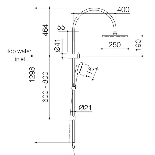 Contura II Rail Shower with Overhead - Brushed Brass