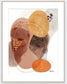 Abstract art print with geometric shapes in earthy tones on a white background
