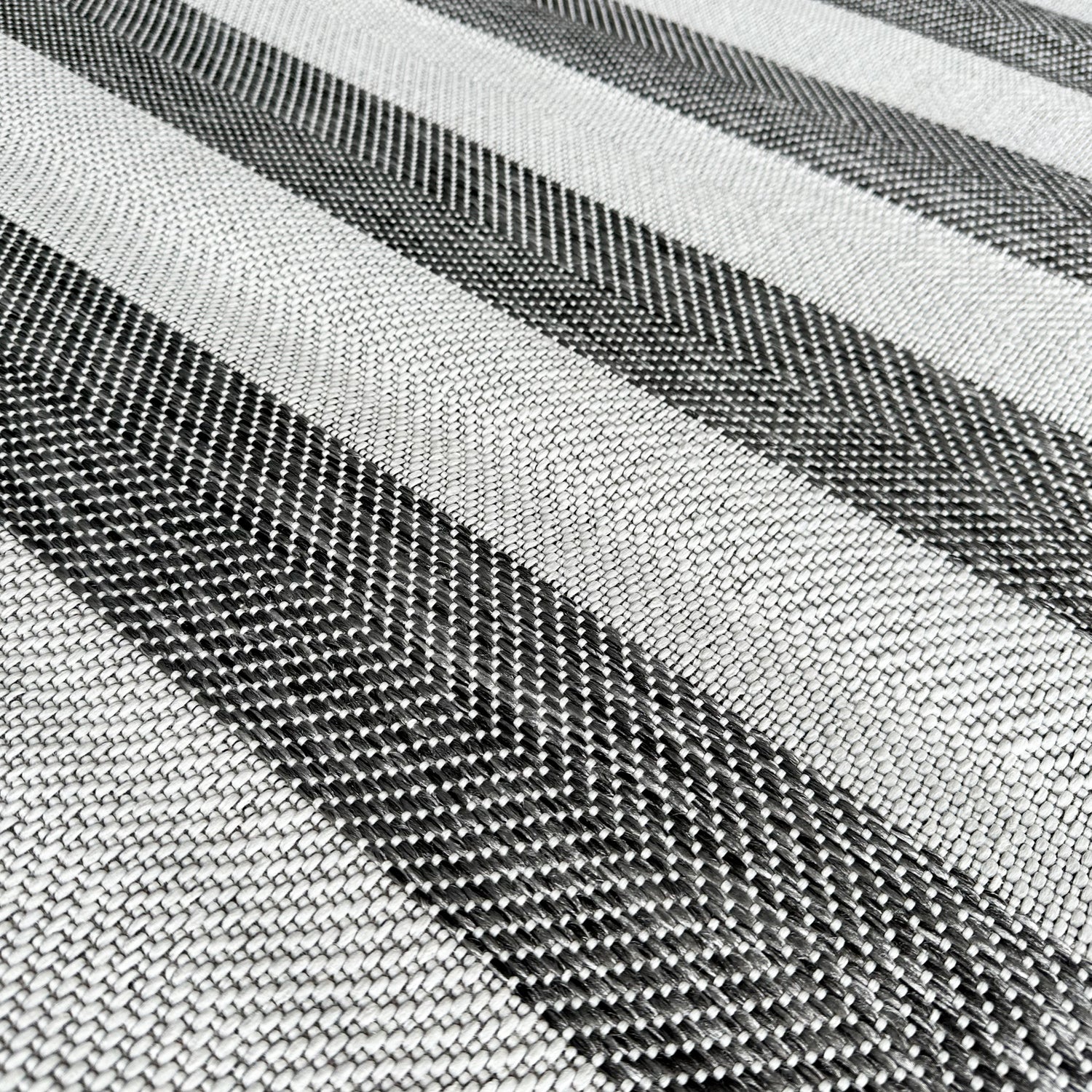 Close-up of black and white striped fabric texture
