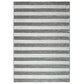 Striped rug with alternating dark and light stripes on a white background