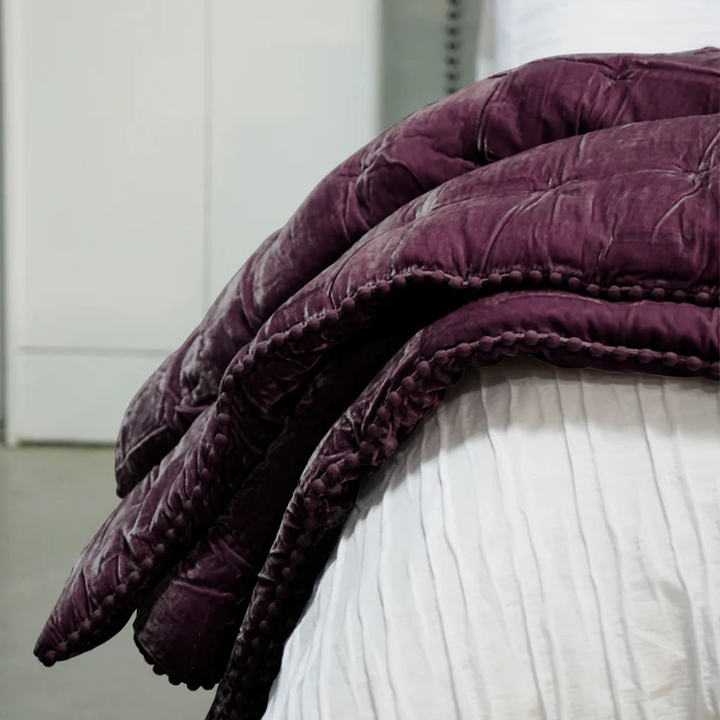 Pin & Cruz Velvet Comforter from Seneca - Aubergine
