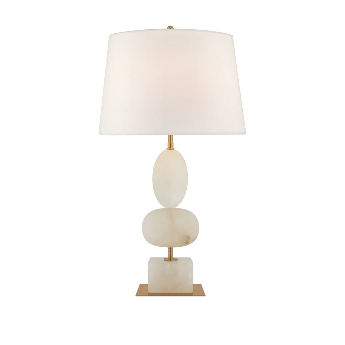 Dani Lamp with a white linen shad in alabaster stone
