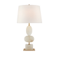 Dani Lamp with a white linen shad in alabaster stone
