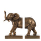 Bronze elephant bookends on a white background