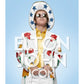 Elton John in a colorful outfit with a sombrero against a light blue background, featuring the text 'Elton John'.