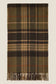 Plaid scarf with a brown and green pattern on a beige background