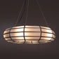 hanging pendant with glass panels framed in bronze