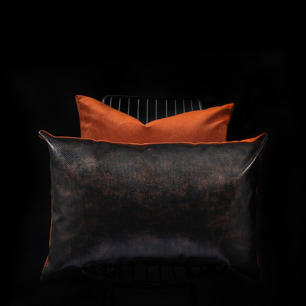 Lizard Faux Leather Cushion - Volcano