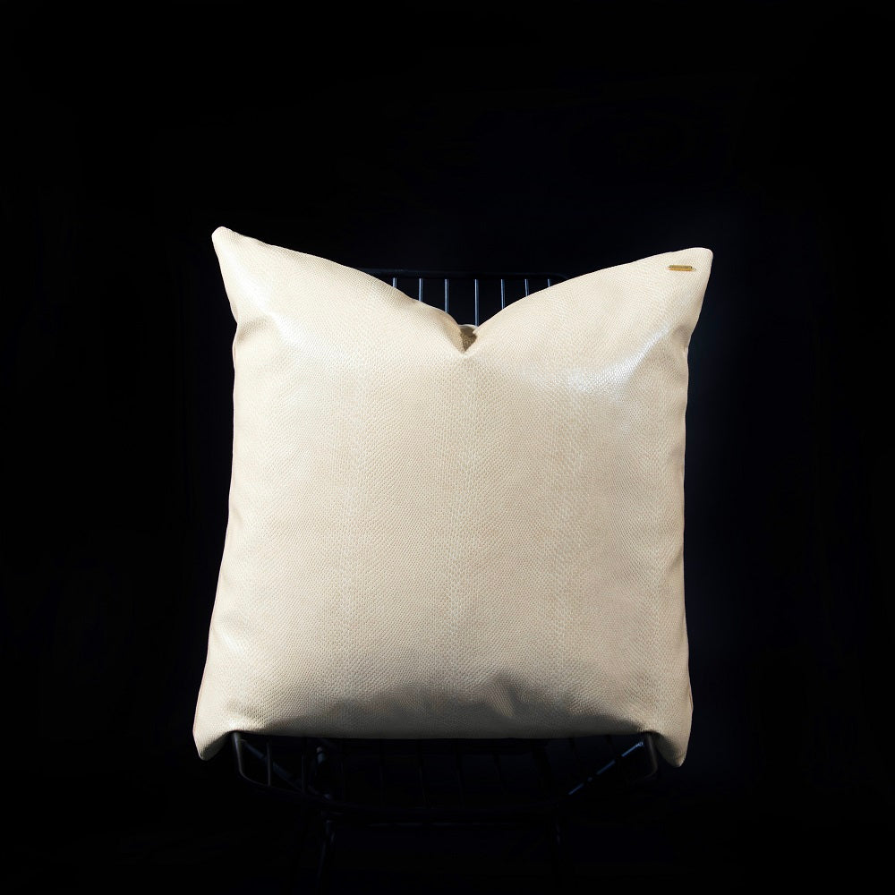 Lizard Faux Leather Cushion - Sand