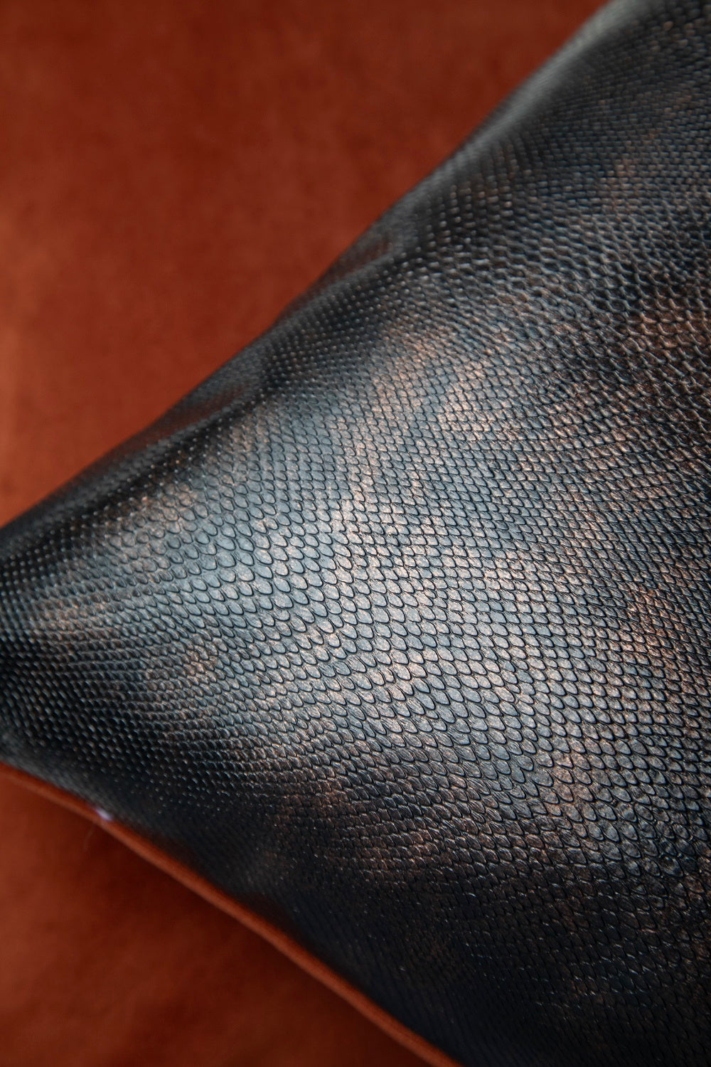 Lizard Faux Leather Cushion - Volcano