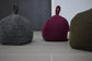 grey, burgundy and green pumpkin shaped wool doorstops