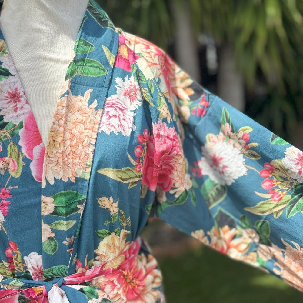 Fleur Kimono Robe - Bluestone – My Sanctuary NZ & AU