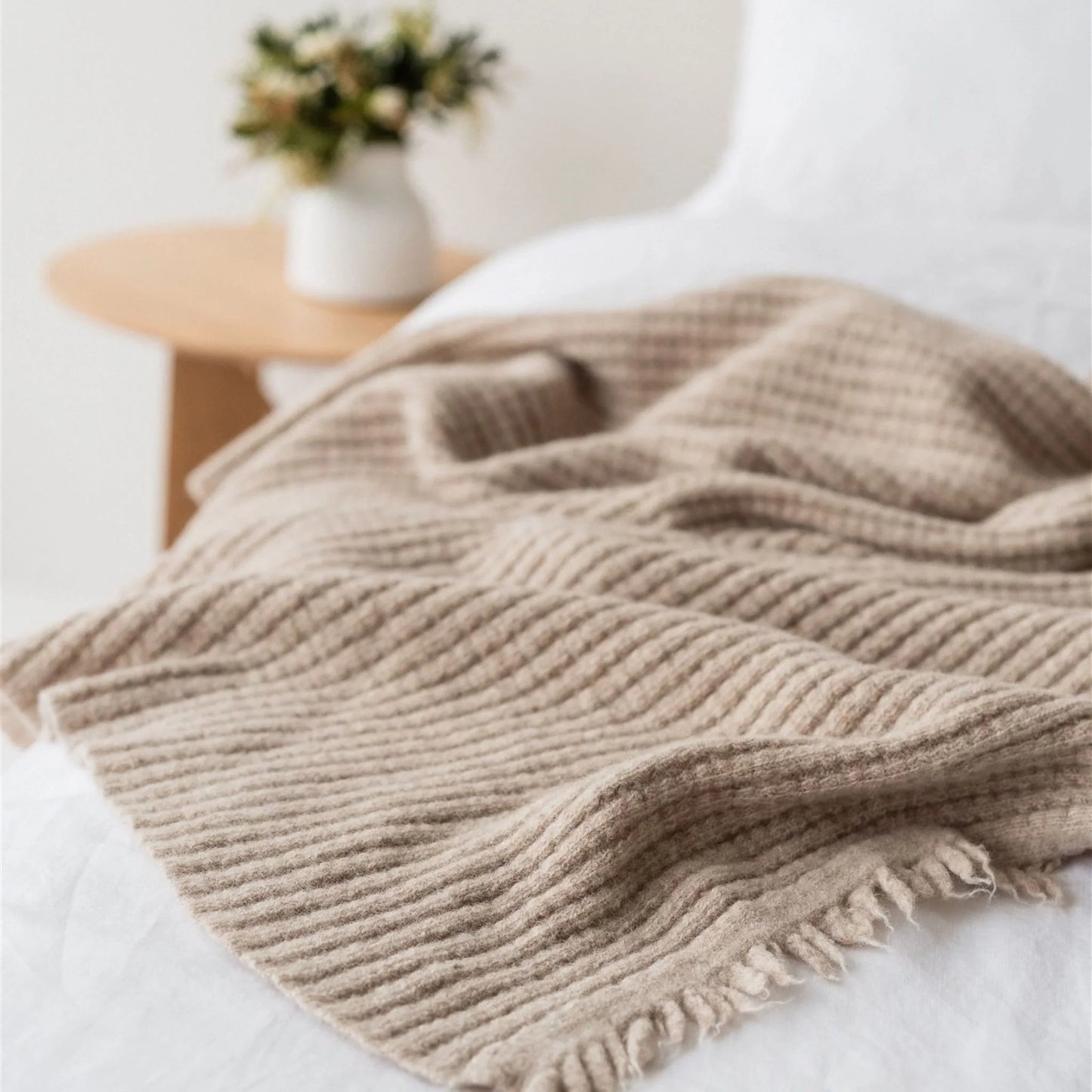 Ribbed NZ Wool Throw Blanket