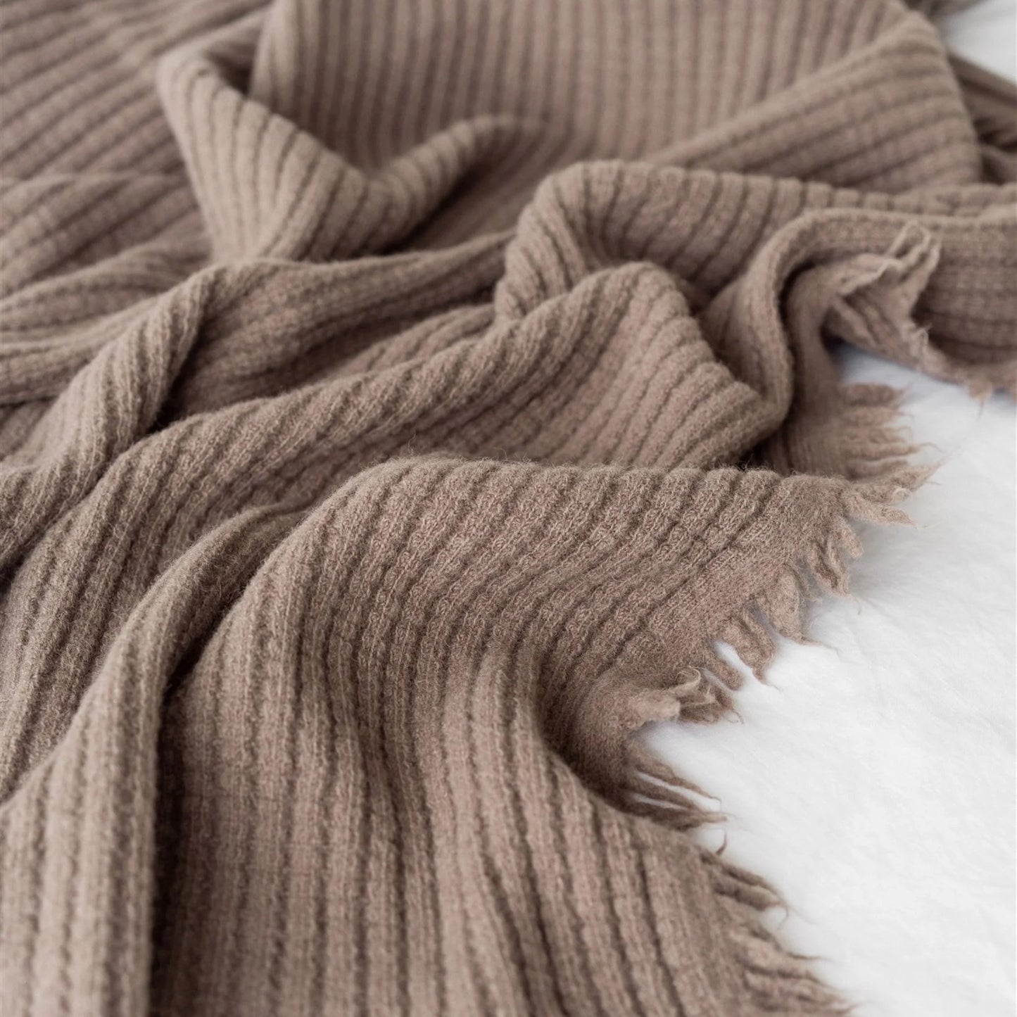 Ribbed NZ Wool Throw Blanket