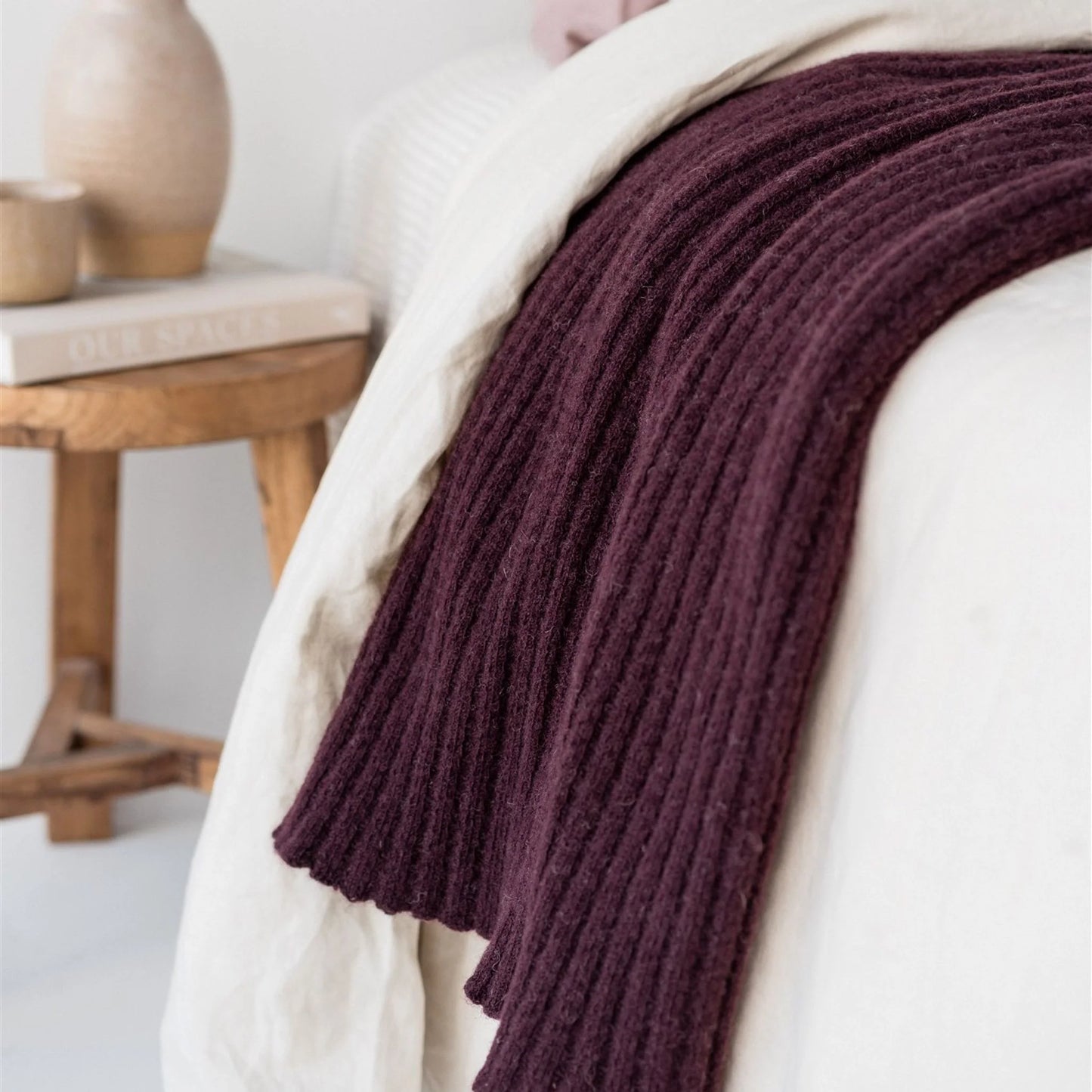 Ribbed NZ Wool Throw Blanket