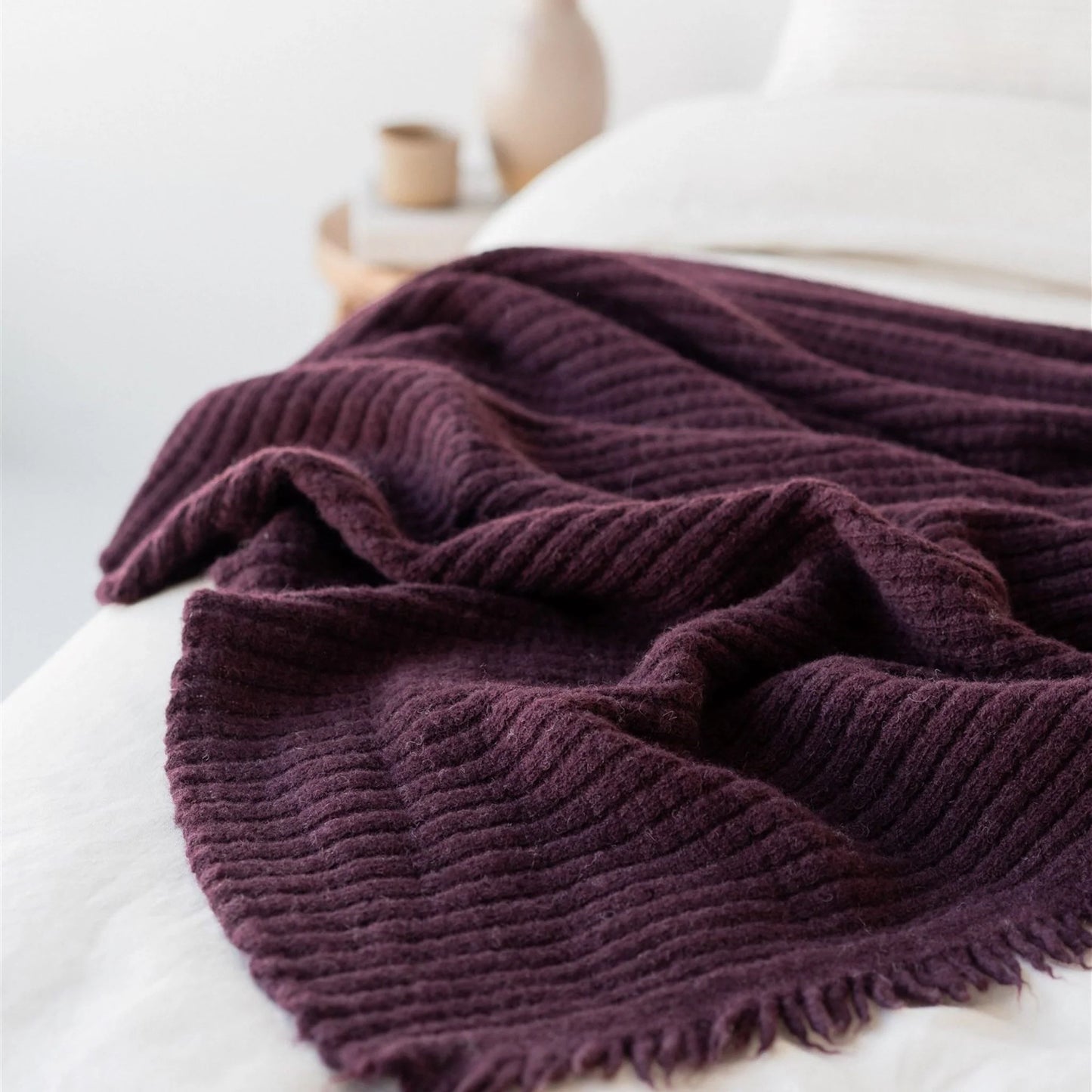 Ribbed NZ Wool Throw Blanket