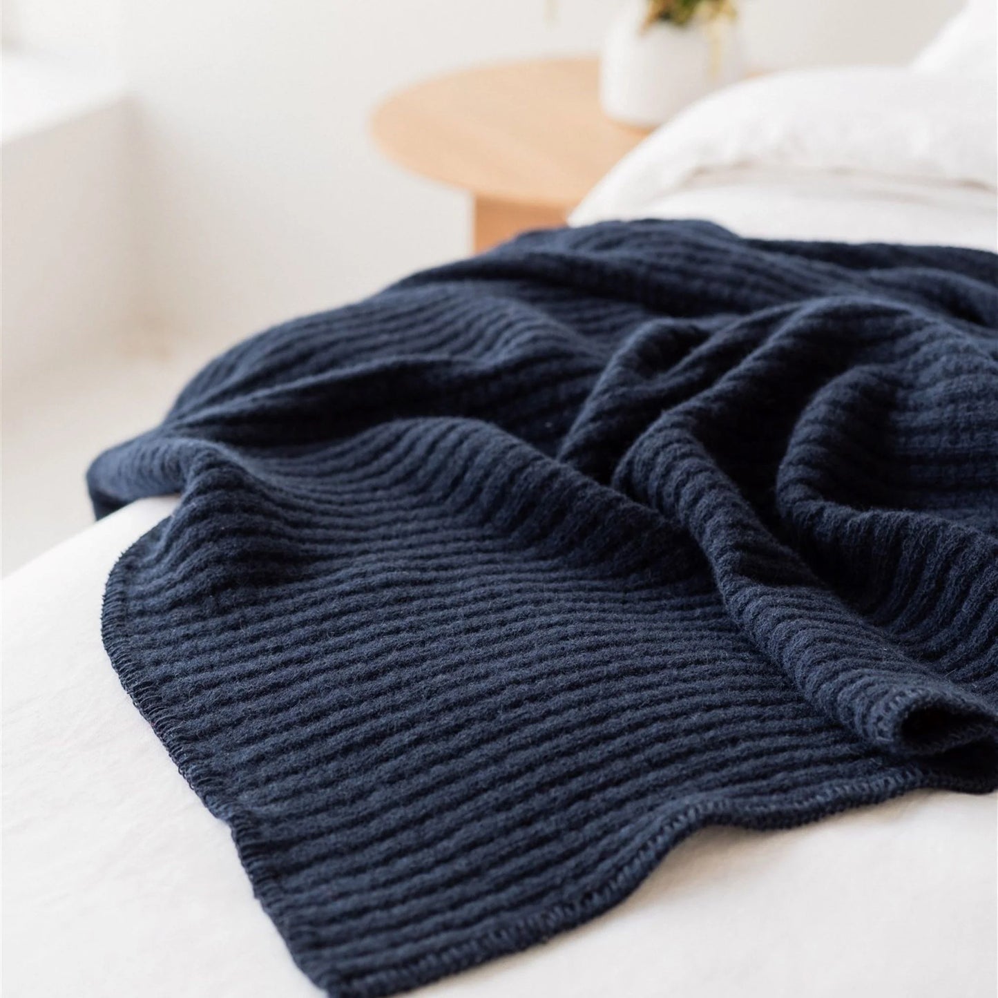 Ribbed NZ Wool Throw Blanket