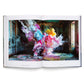 Open book showing a colorful explosion in an elegant room setting