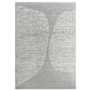 Gray area rug with abstract leaf design on a white background