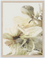 Framed artwork of beige flowers with a light background