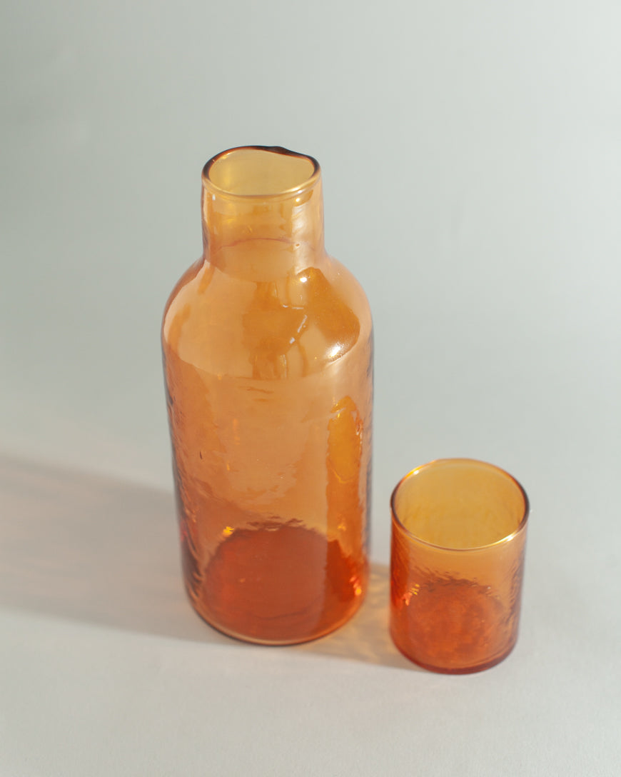 Handblown Hammered Glass Carafe