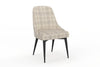 Plaid-patterned chair with black legs on a white background