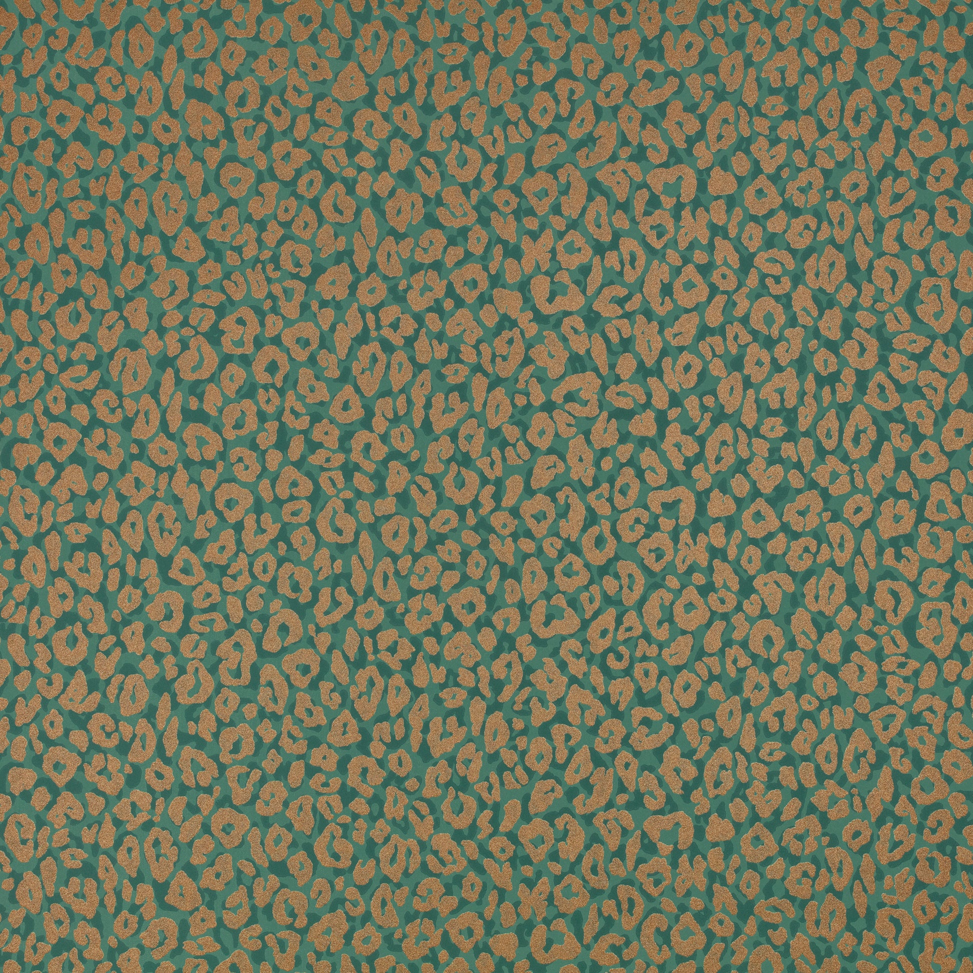 Pattern of brown leopard spots on a teal background