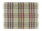 Plaid blanket with green, pink, and beige colors on a white background